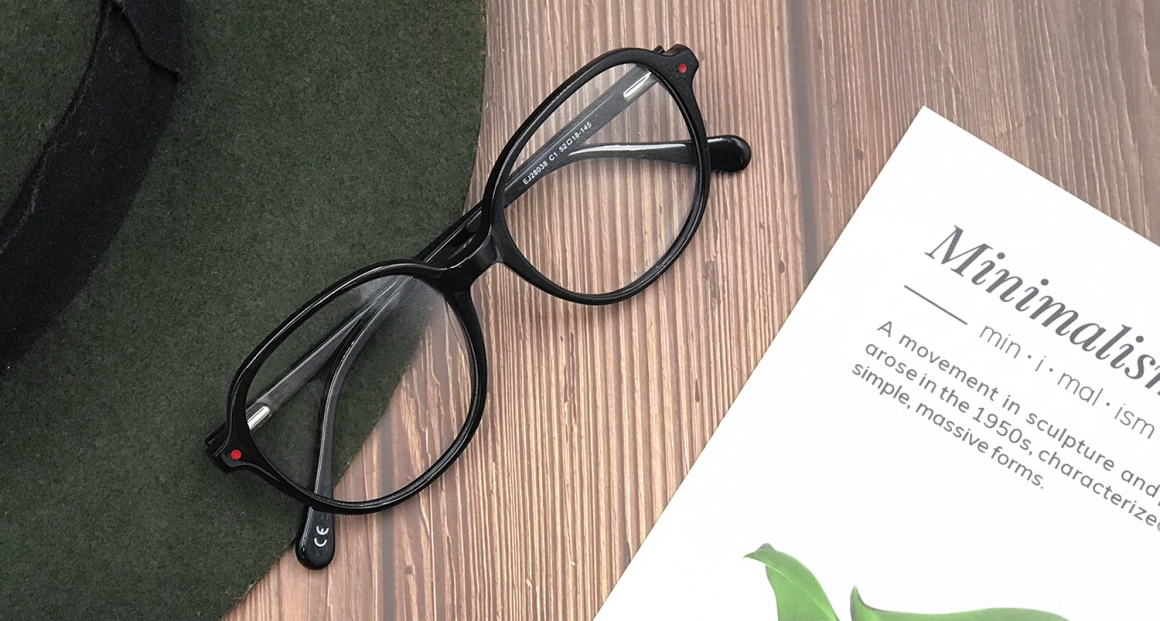 EJ-28038 板材波士頓框眼鏡，框型線條圓滑，為日常配戴增添文青風采