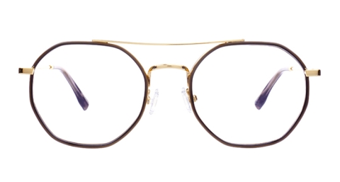EJ-22081 金屬雙槓多邊形框眼鏡，百看不膩的經典雙槓搭配多邊形鏡框，展現獨特的文藝氣息