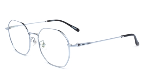 EJ-SS98003 全鈦多邊形框眼鏡，色調的科技銀全鈦材質具有清亮特質，將膚色完美地襯白一階